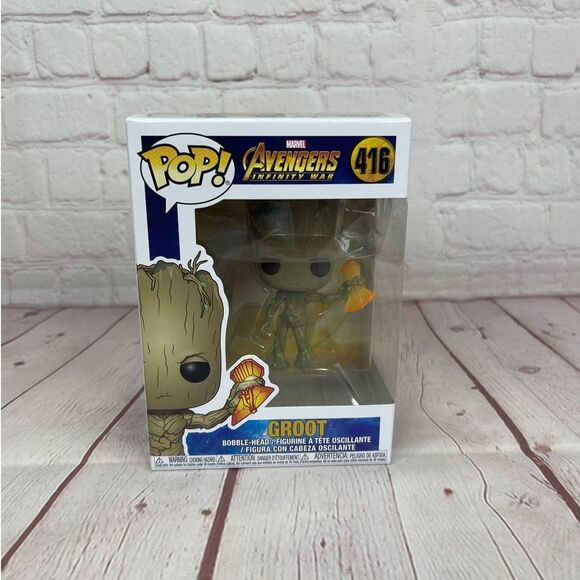 Funko Pop Marvel Avengers Infinity War - Groot w/ Stormbreaker Vinyl Figure #416 - Picture 2 of 7